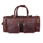 Men's Vintage Brown Real Leather Weekender Overnight Duffel Bag