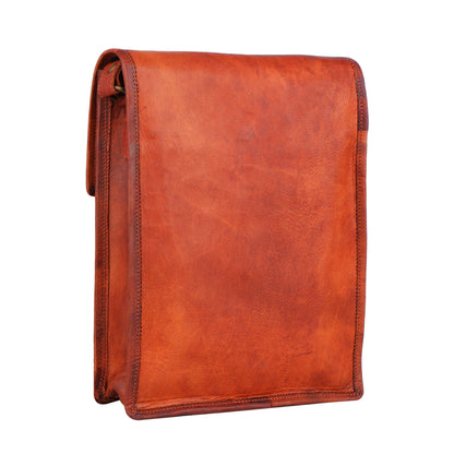 Customized Genuine Leather iPad Messenger Bag, Leather Shoulder Cross Body Bag, Brown Genuine Leather Mini Messenger Bag For Men & Women