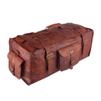 Personalized Full Grain Leather Flap Duffel Bag – Overnight Travel