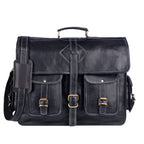 Custom Black Leather Messenger Bag – Full Grain Laptop Crossbody