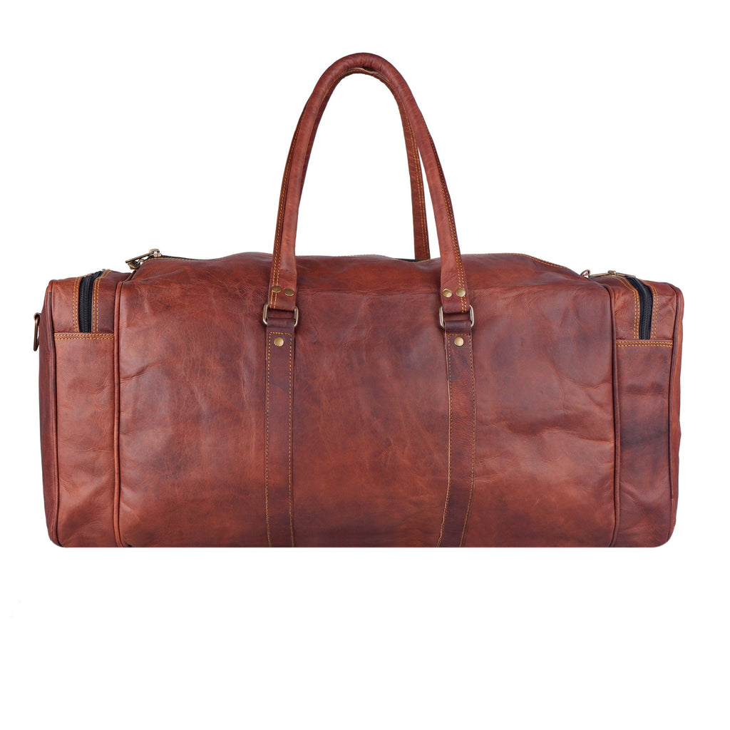 Men's Goat Leather Weekender Duffel Bag – Tan Brown Travel Bag