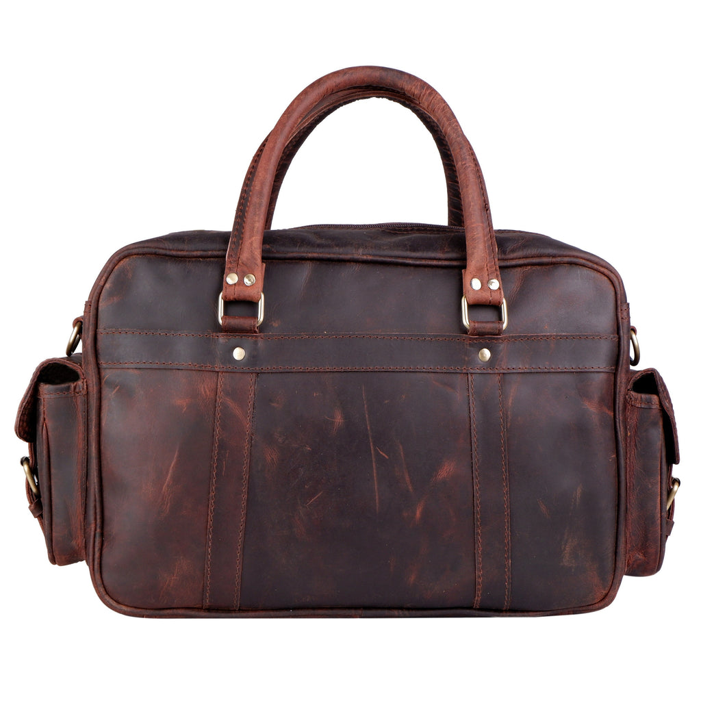 Premium Buffalo Leather Briefcase – Vintage Brown Laptop Bag