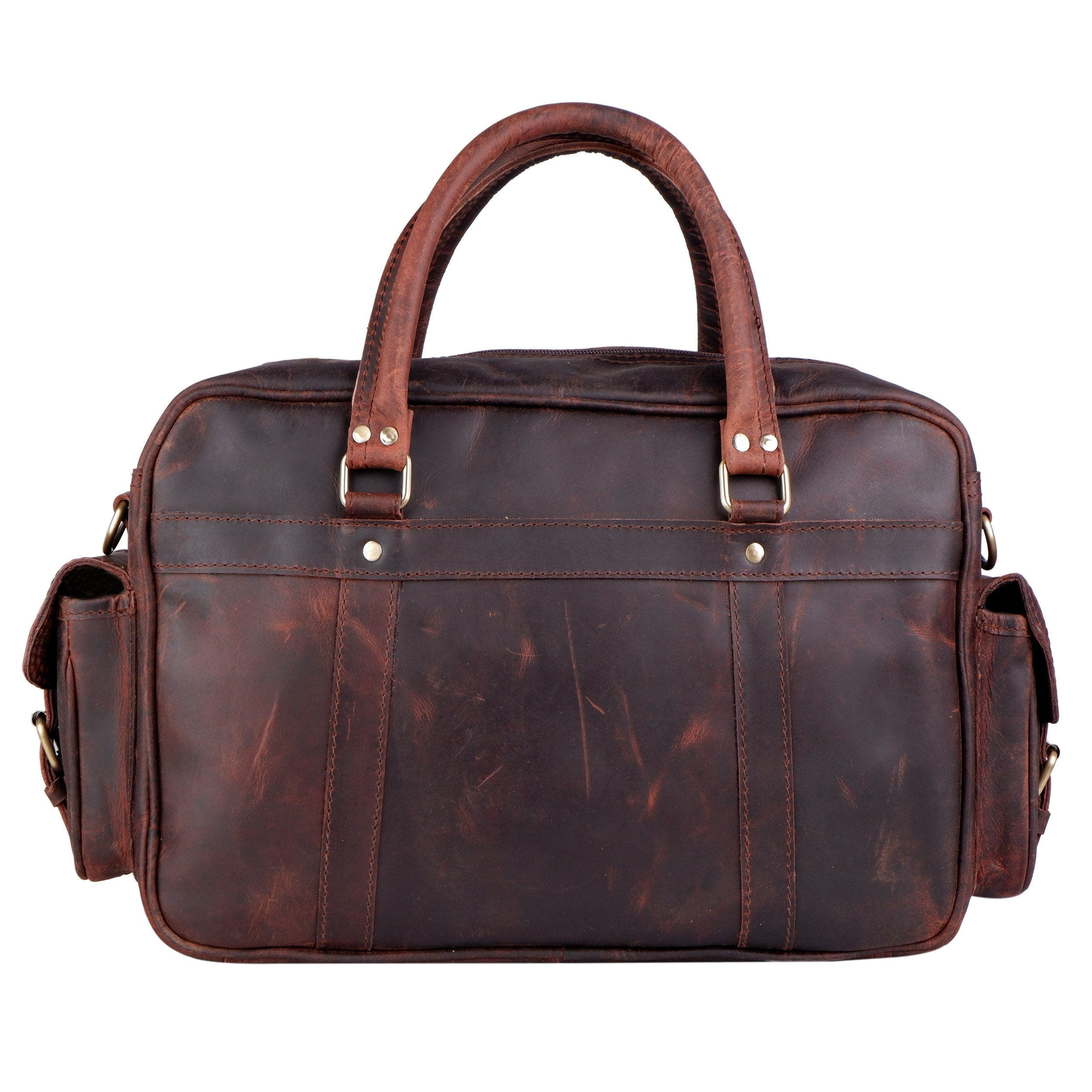 Premium Buffalo Leather Briefcase – Vintage Brown Laptop Bag