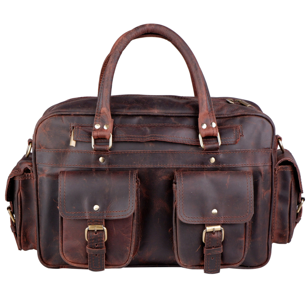 Premium Buffalo Leather Briefcase – Vintage Brown Laptop Bag