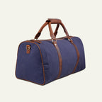Blue Canvas & Leather Travel Duffel Bag