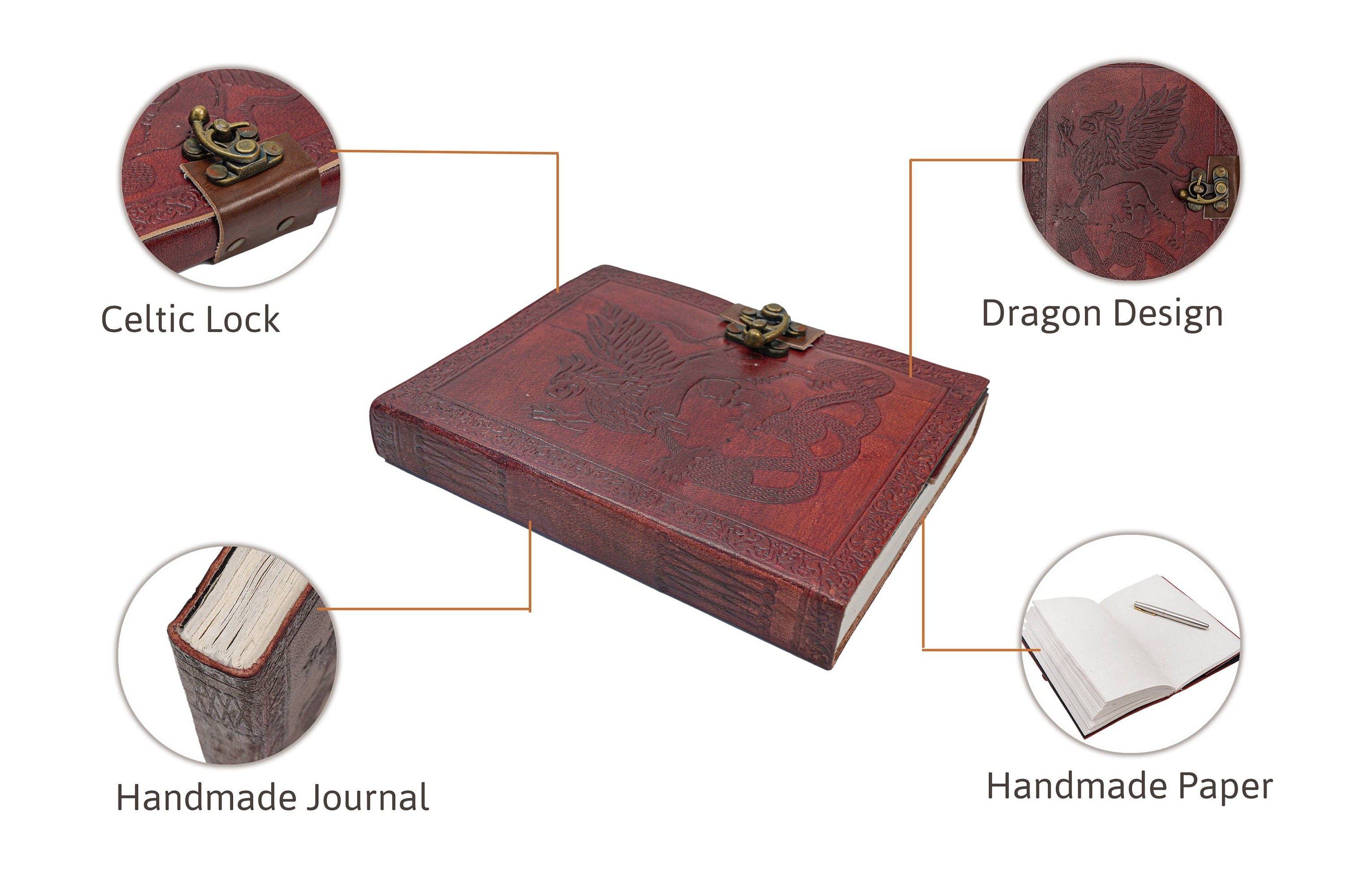 Dragon Embossed Leather Journal – Custom Writing Notebook Sketchbook