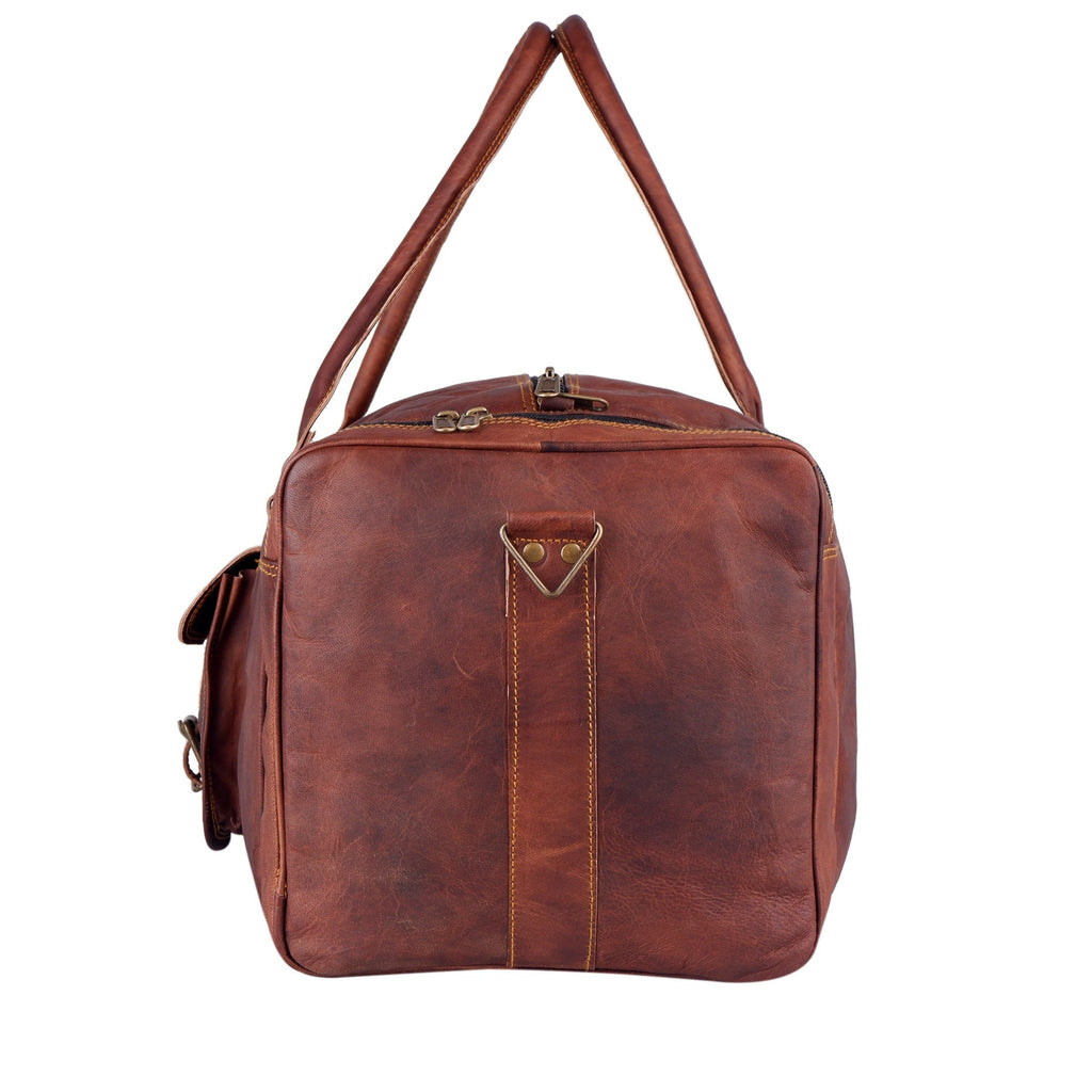 Men's Goat Leather Weekender Duffel Bag – Tan Brown Travel Bag