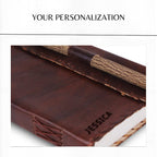 Personalized Vintage Leather Journal with Pen – Stitched Edges