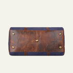 Blue Canvas & Leather Travel Duffel Bag