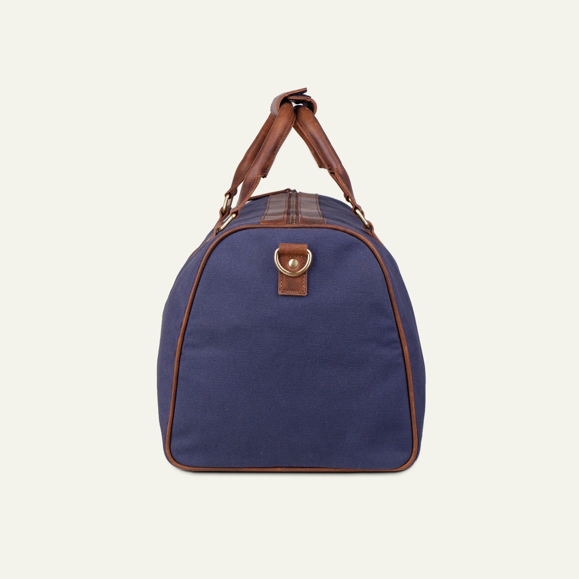 Blue Canvas & Leather Travel Duffel Bag – Valentine's Gift