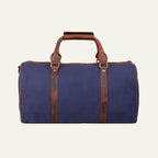 Blue Canvas & Leather Travel Duffel Bag