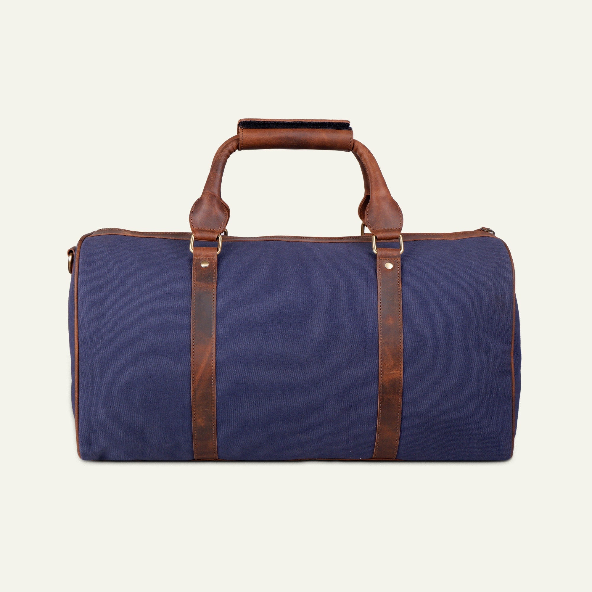 Blue Canvas & Leather Travel Duffel Bag – Valentine's Gift