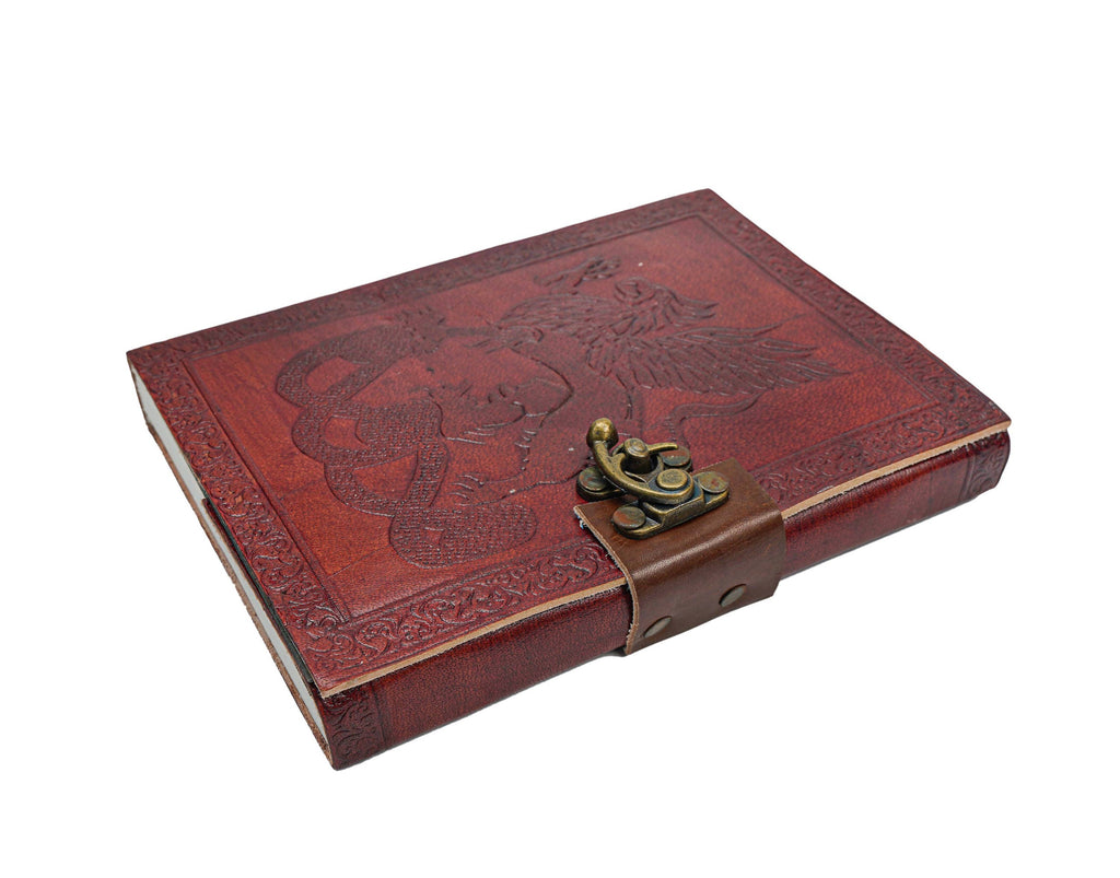 Dragon Embossed Leather Journal – Custom Writing Notebook Sketchbook