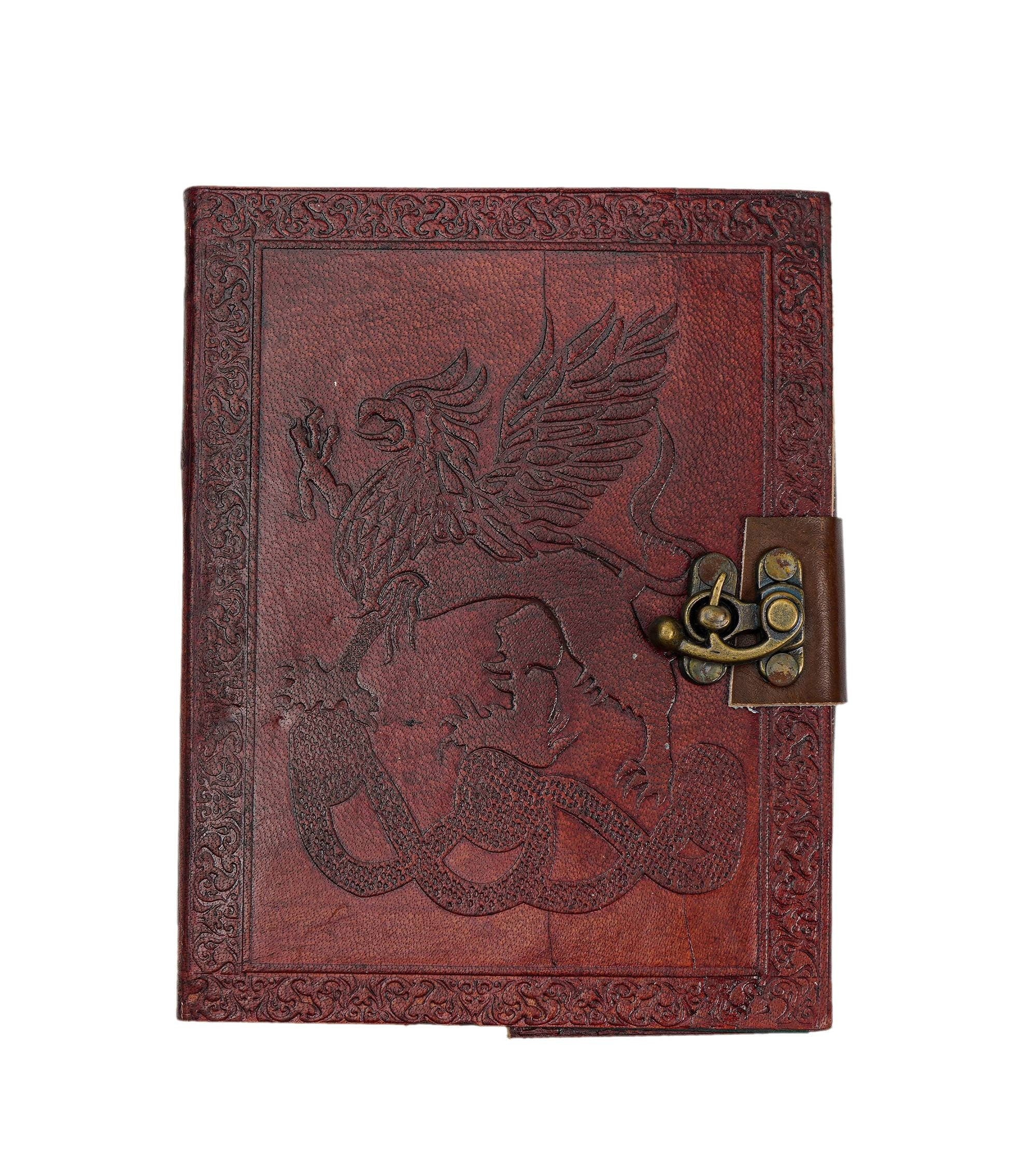 Dragon Embossed Leather Journal – Custom Writing Notebook Sketchbook