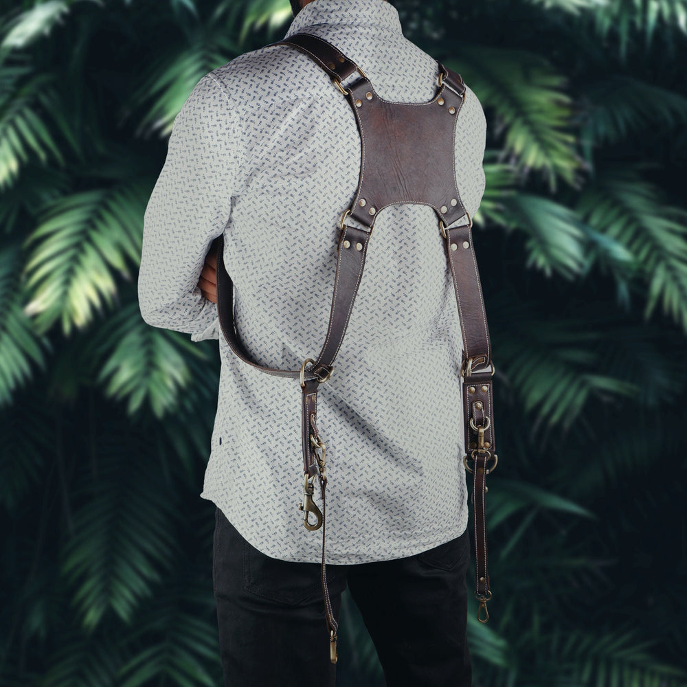 Dual Leather Camera Strap Harness – Personalized Photographer Gift