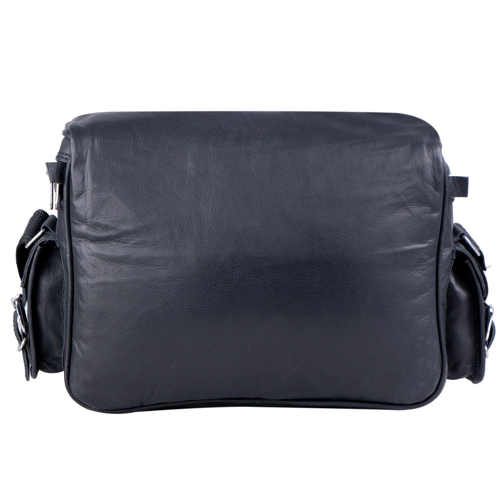 Personalized Black Leather Camera Saddle Bag – DSLR Satchel