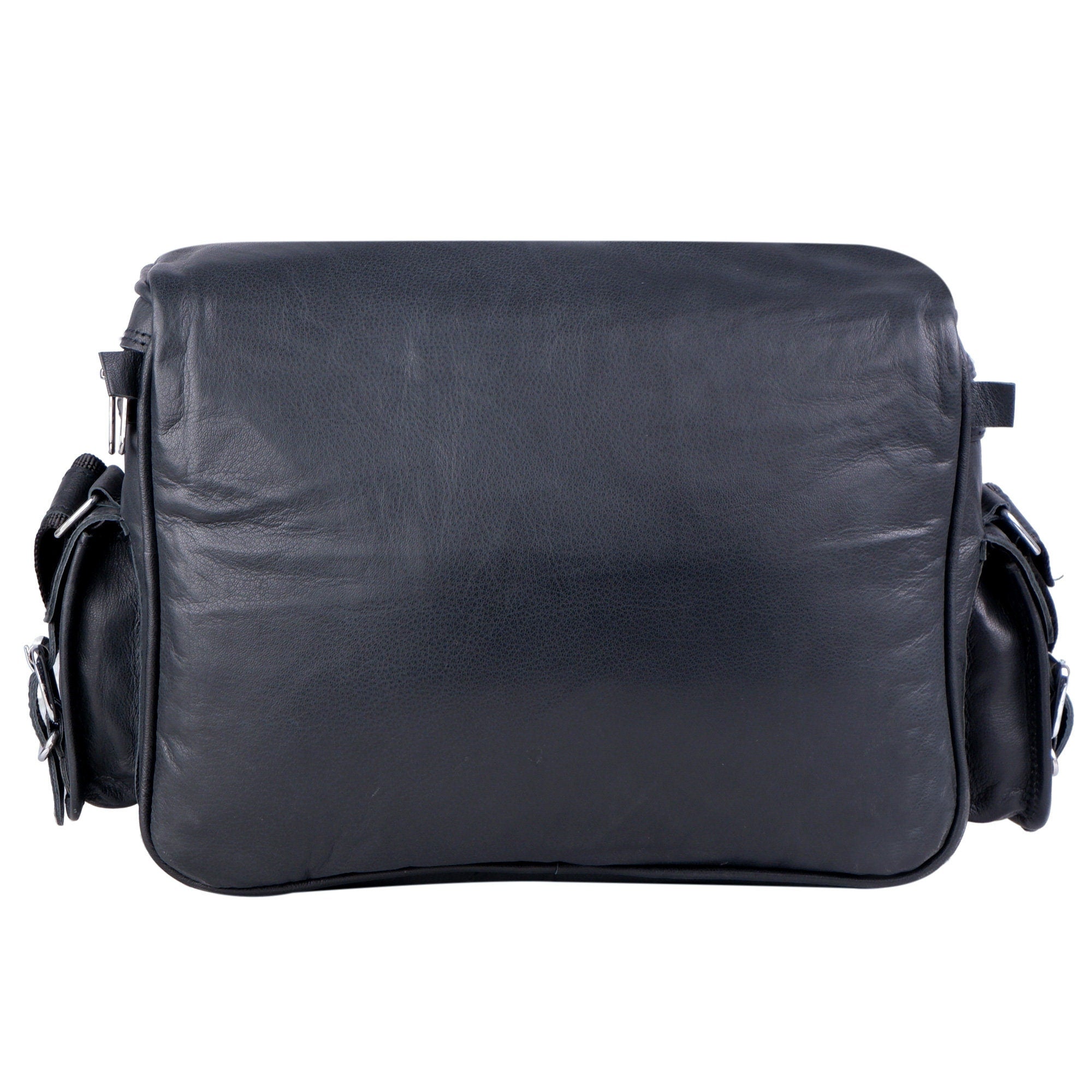 Personalized Black Leather Camera Saddle Bag – DSLR Satchel