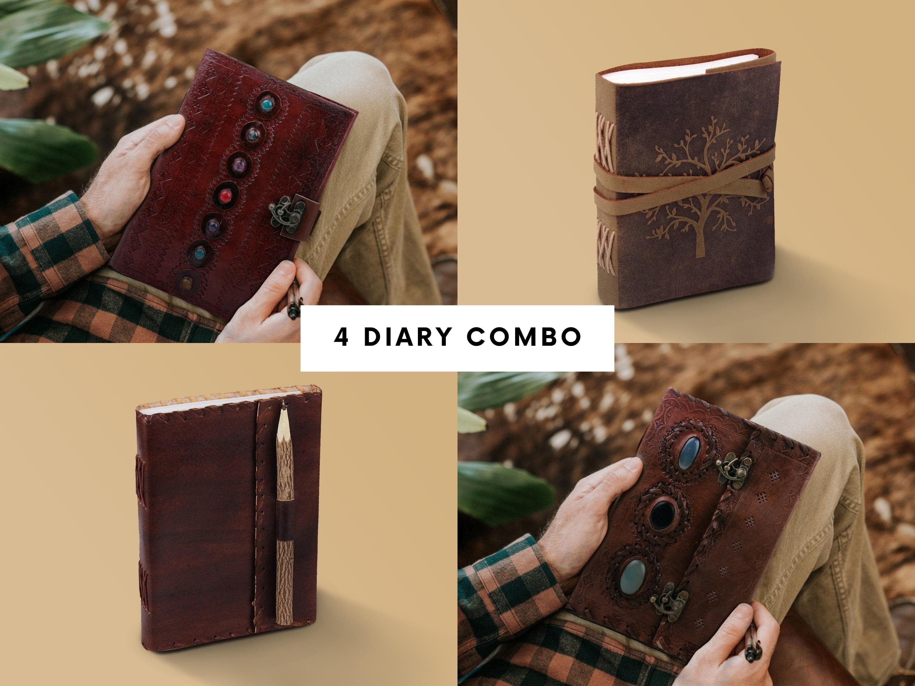 Handmade Leather Journal Set of 4 – Father's Day Gift