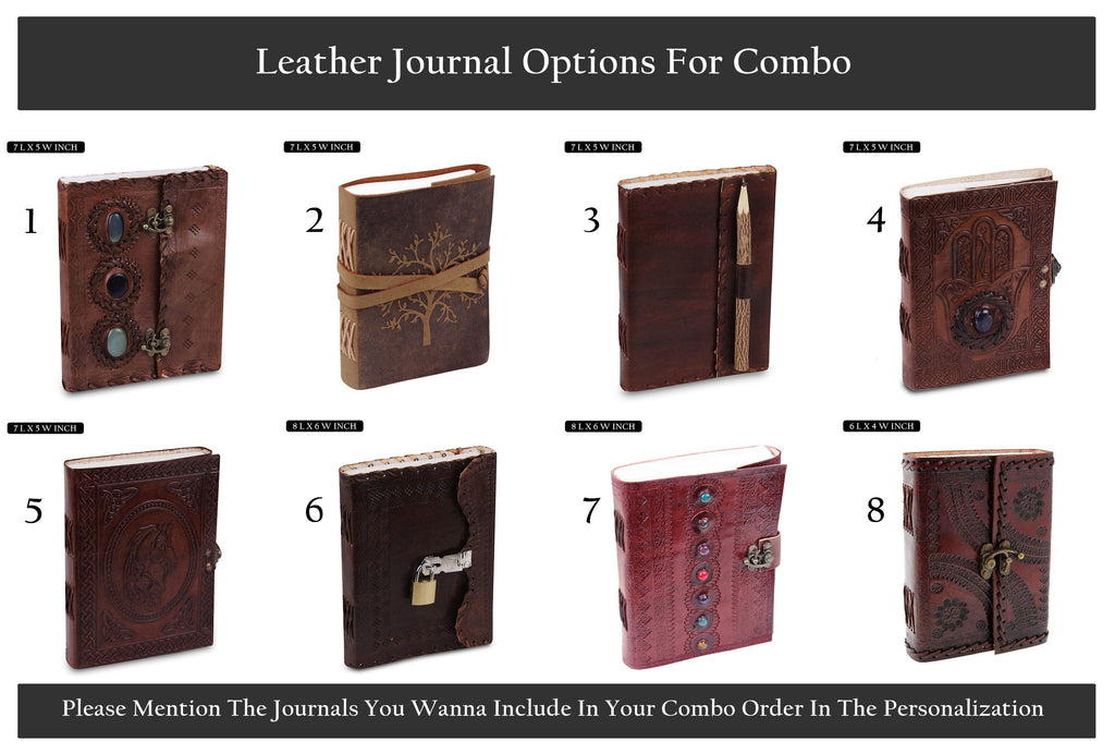 Handmade Leather Journal Combo – Sketchbook, Diary & Notebook Set