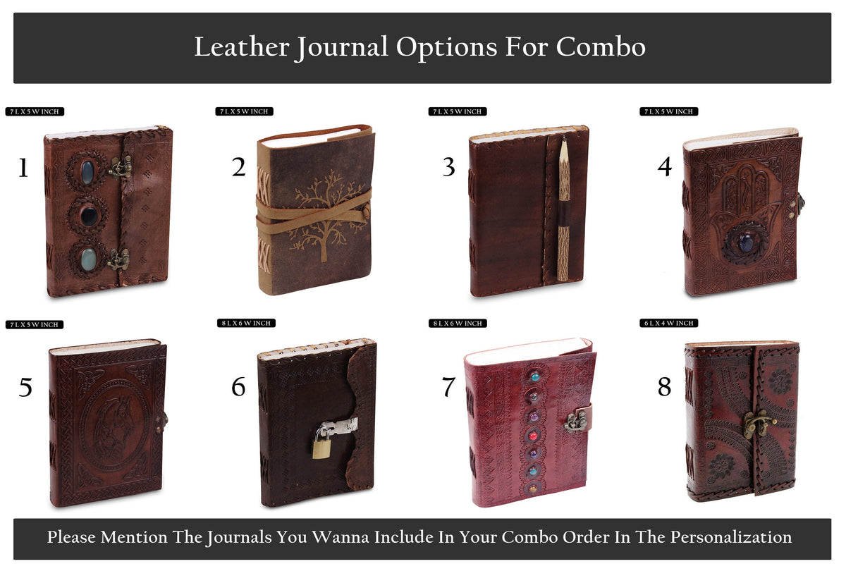 Handmade Leather Journal Combo – Sketchbook, Diary & Notebook Set