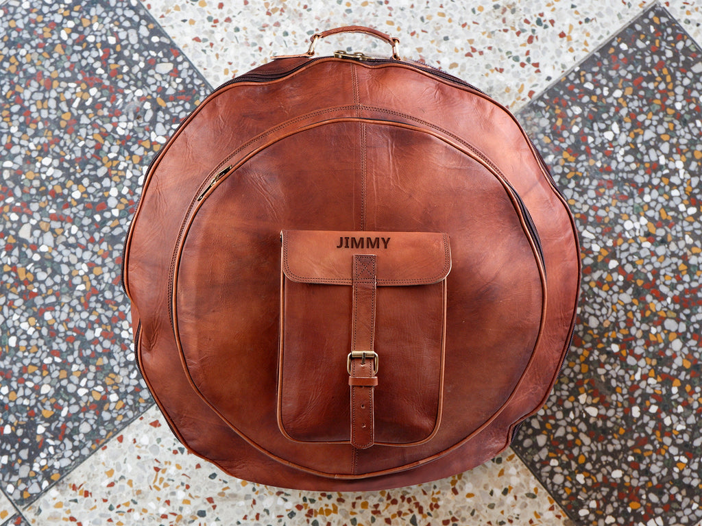 Goat Leather Cymbal Case + Drumstick Bag – Drummer Combo Gift