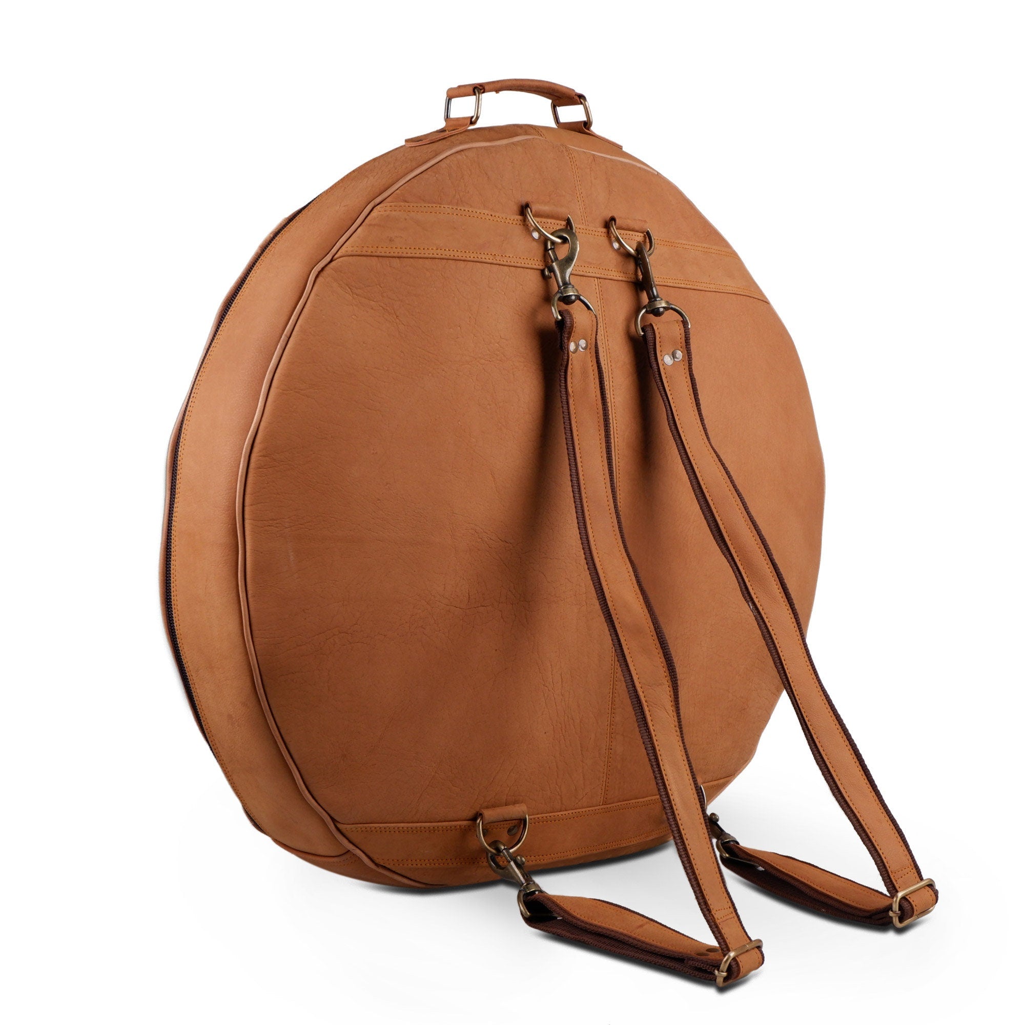 Tan Brown Buffalo Leather Cymbal Bag – Drummer Gift