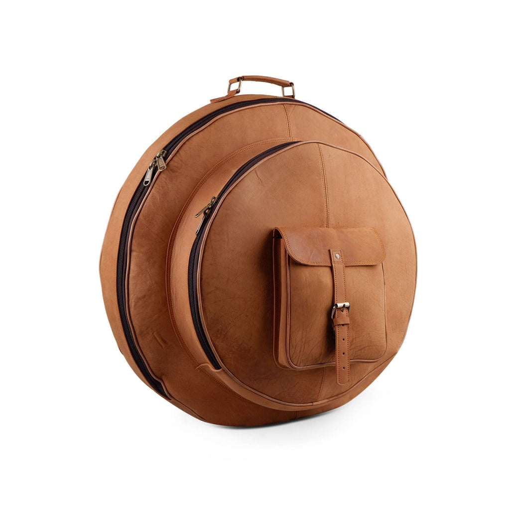 Tan Brown Buffalo Leather Cymbal Bag – Drummer Gift