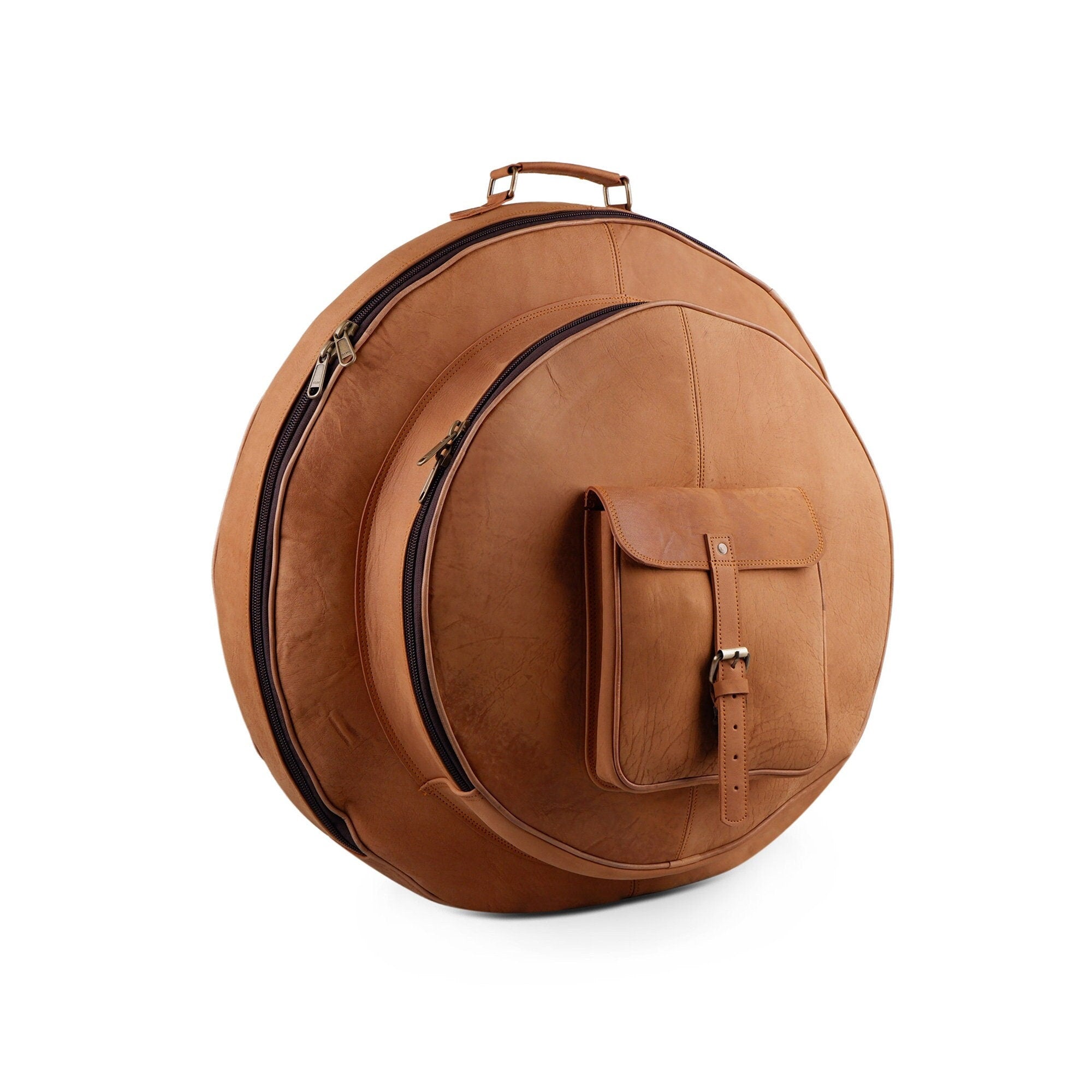 Tan Brown Buffalo Leather Cymbal Bag – Drummer Gift