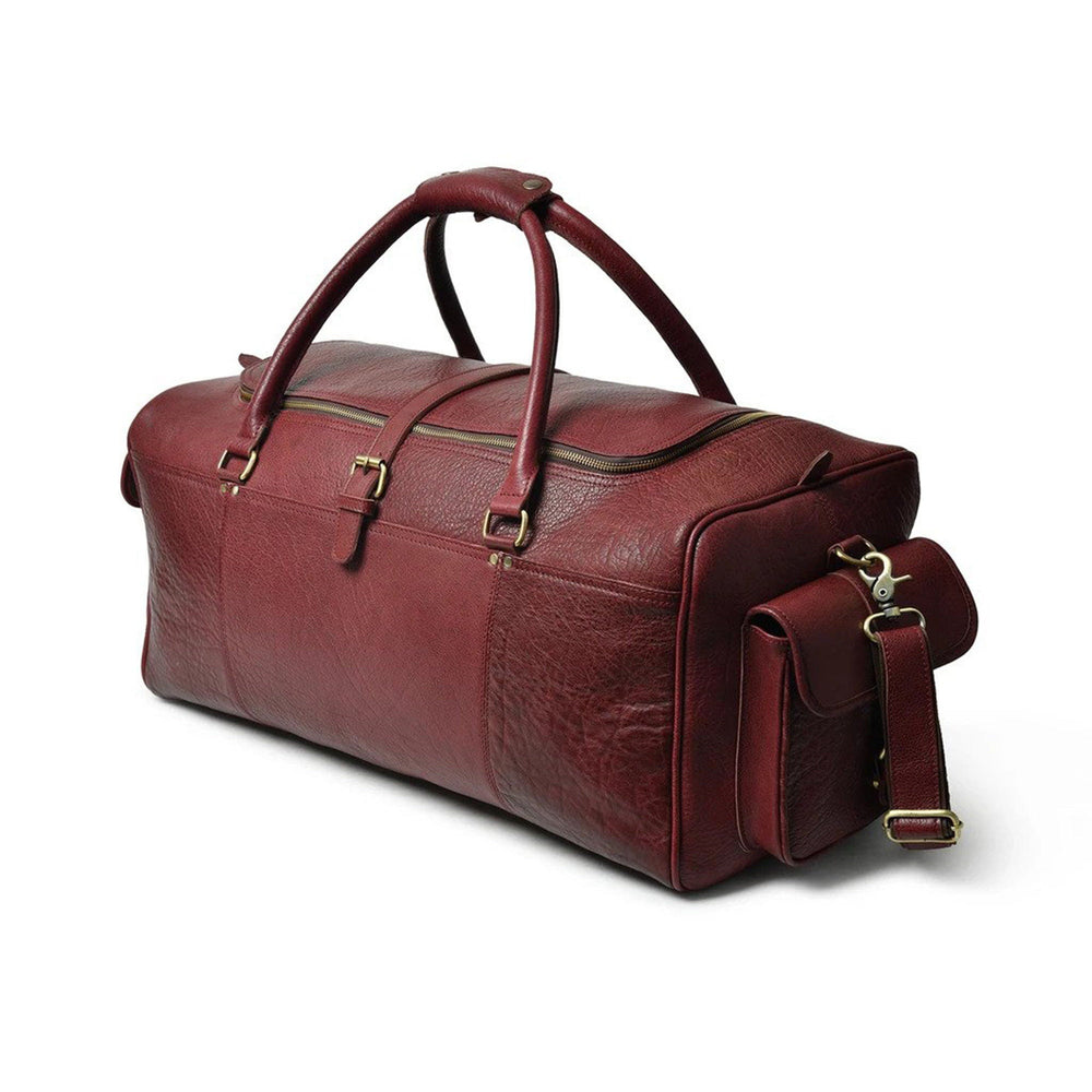 Cherry Red Buffalo Leather Weekender Duffel Bag – Personalized