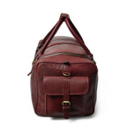 Cherry Red Buffalo Leather Weekender Duffel Bag – Personalized