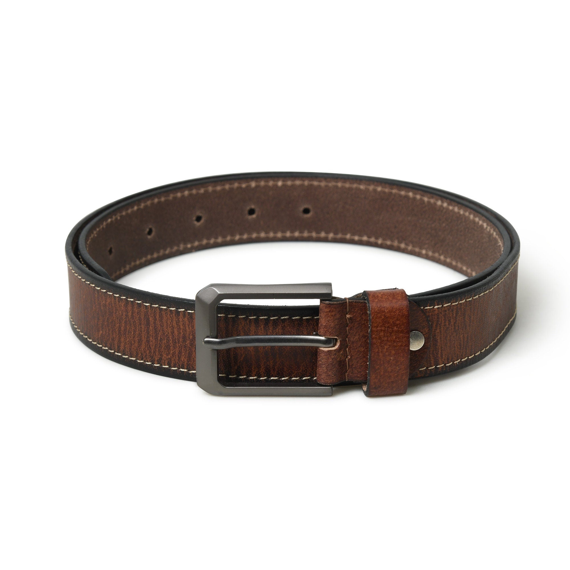Men's Full Grain Dark Brown Leather Belt – Christmas Gift