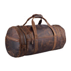 Textured Buffalo Leather Round Duffel Bag – Personalized Weekender