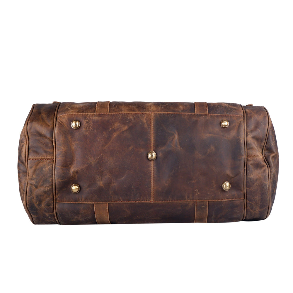 Textured Buffalo Leather Round Duffel Bag – Personalized Weekender
