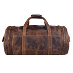 Textured Buffalo Leather Round Duffel Bag – Personalized Weekender