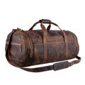 Textured Buffalo Leather Round Duffel Bag – Personalized Weekender