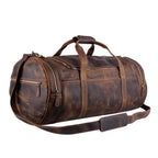 Textured Buffalo Leather Round Duffel Bag – Personalized Weekender