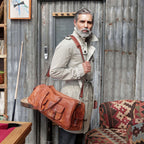 Full Grain Brown Leather Weekender Duffel Bag – Travel Gift