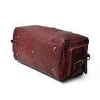 Cherry Red Buffalo Leather Weekender Duffel Bag – Personalized