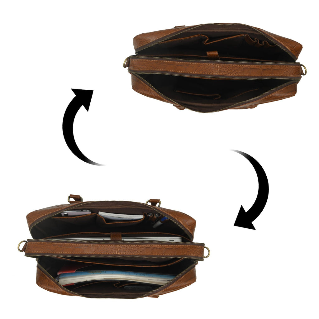 Full Grain Buffalo Leather Briefcase – Laptop Crossbody for Men & Women