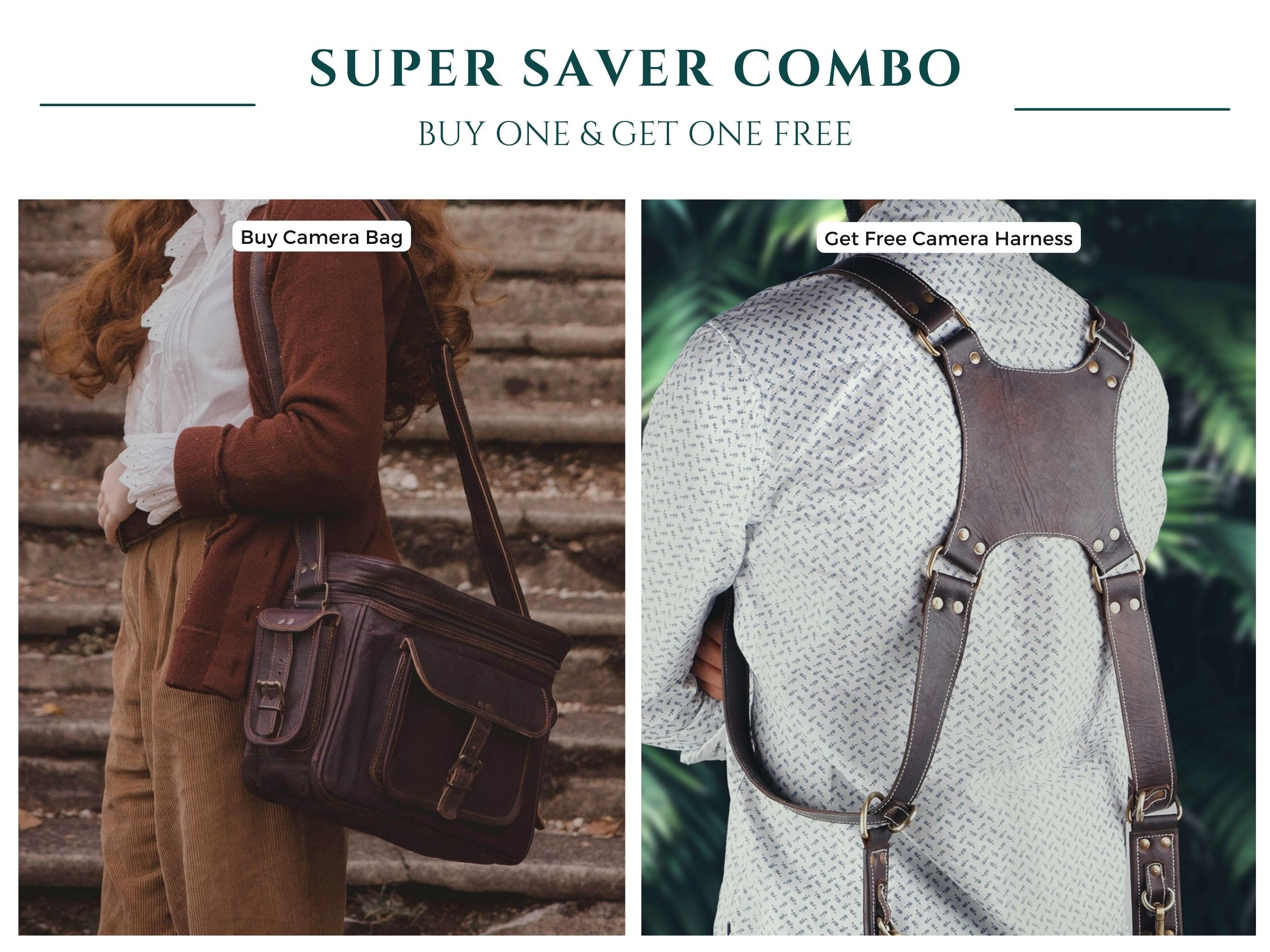 Vintage Leather Camera Bag + Free Dual Camera Harness – Combo Deal