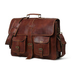 Full Grain Leather Laptop Briefcase + Free Wallet