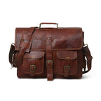 Full Grain Leather Laptop Briefcase + Free Wallet
