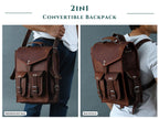 Convertible Leather Laptop Backpack + Free Journal