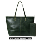 Women's Buffalo Leather Tote Bag + Free Clutch Wallet