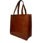 Women's Vintage Brown Leather Tote Bag – Handcrafted Shopper