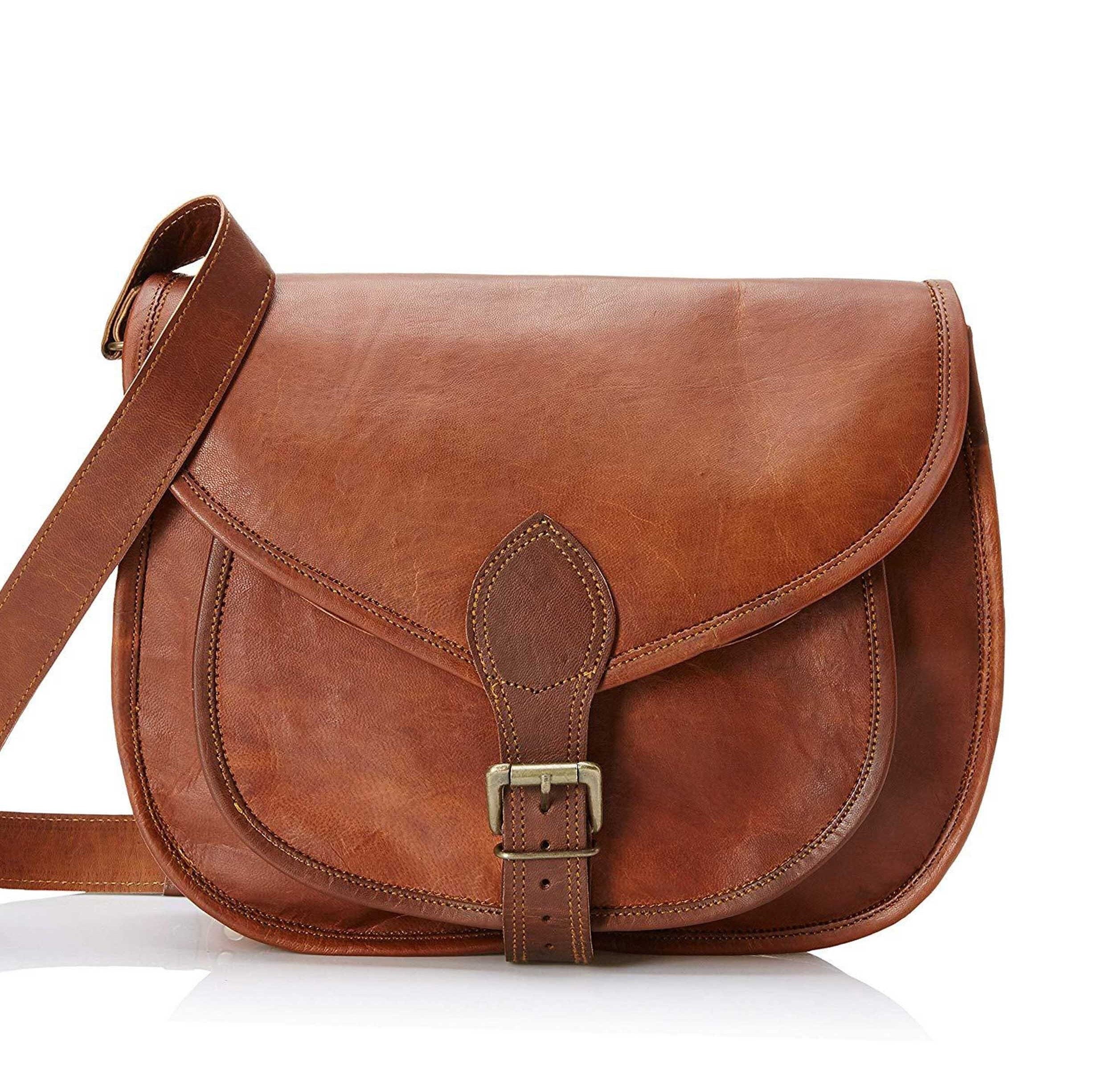 Women's Vintage Brown Leather Crossbody Sling Bag – Gift for Her