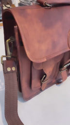 Personalized Vintage Leather DSLR Camera Saddle Satchel Bag
