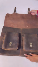 Buffalo Leather Messenger Bag – Personalized Briefcase 15"–18"